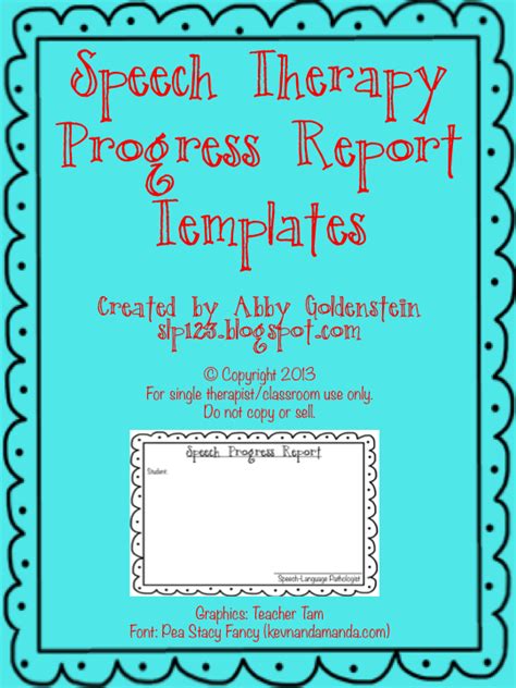 speech and language progress report template
